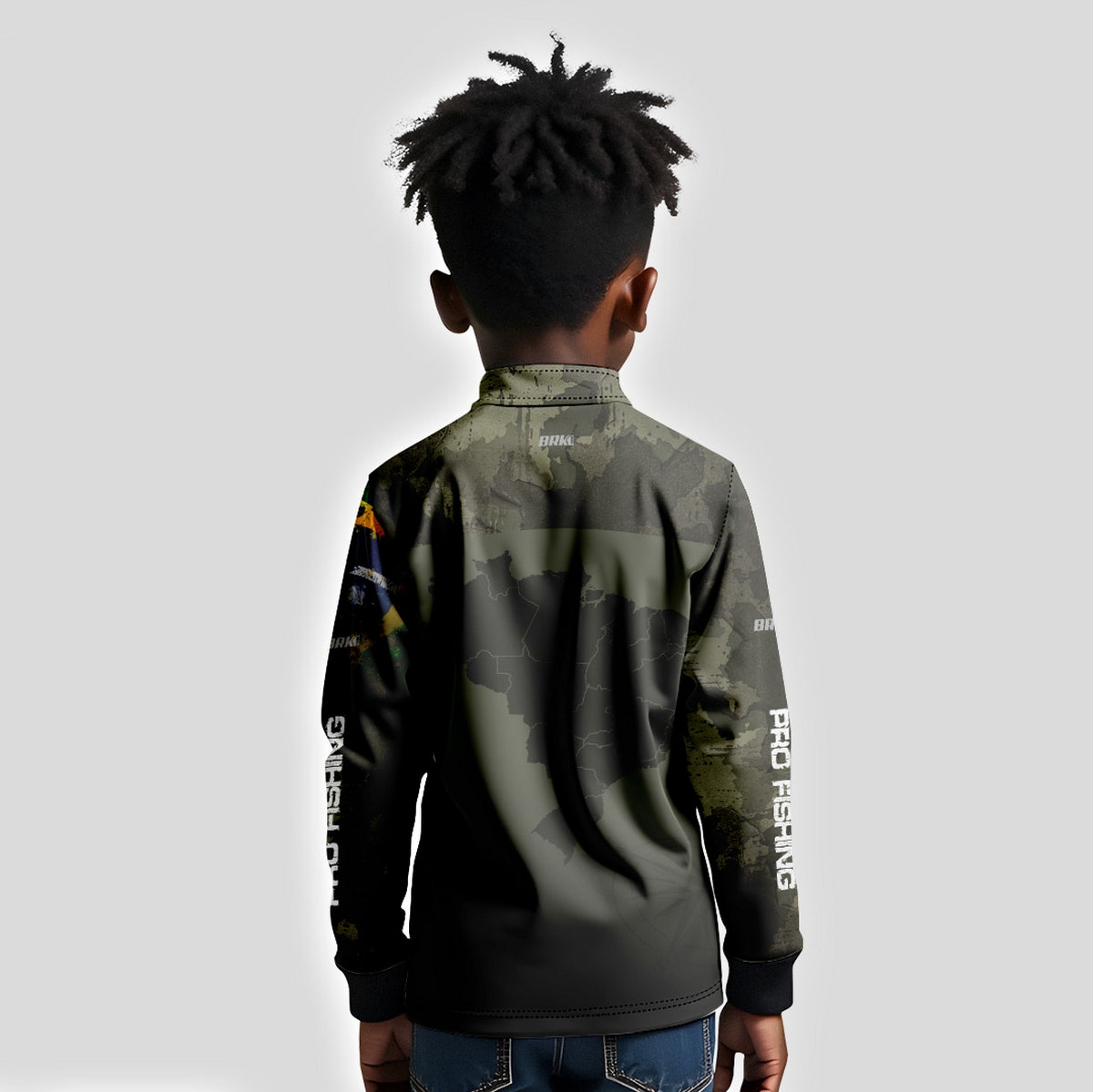 Camisa Infantil  Agro Brk Bussola Brasil Camuflada com Proteção Solar UV50+ - Brk Agro
