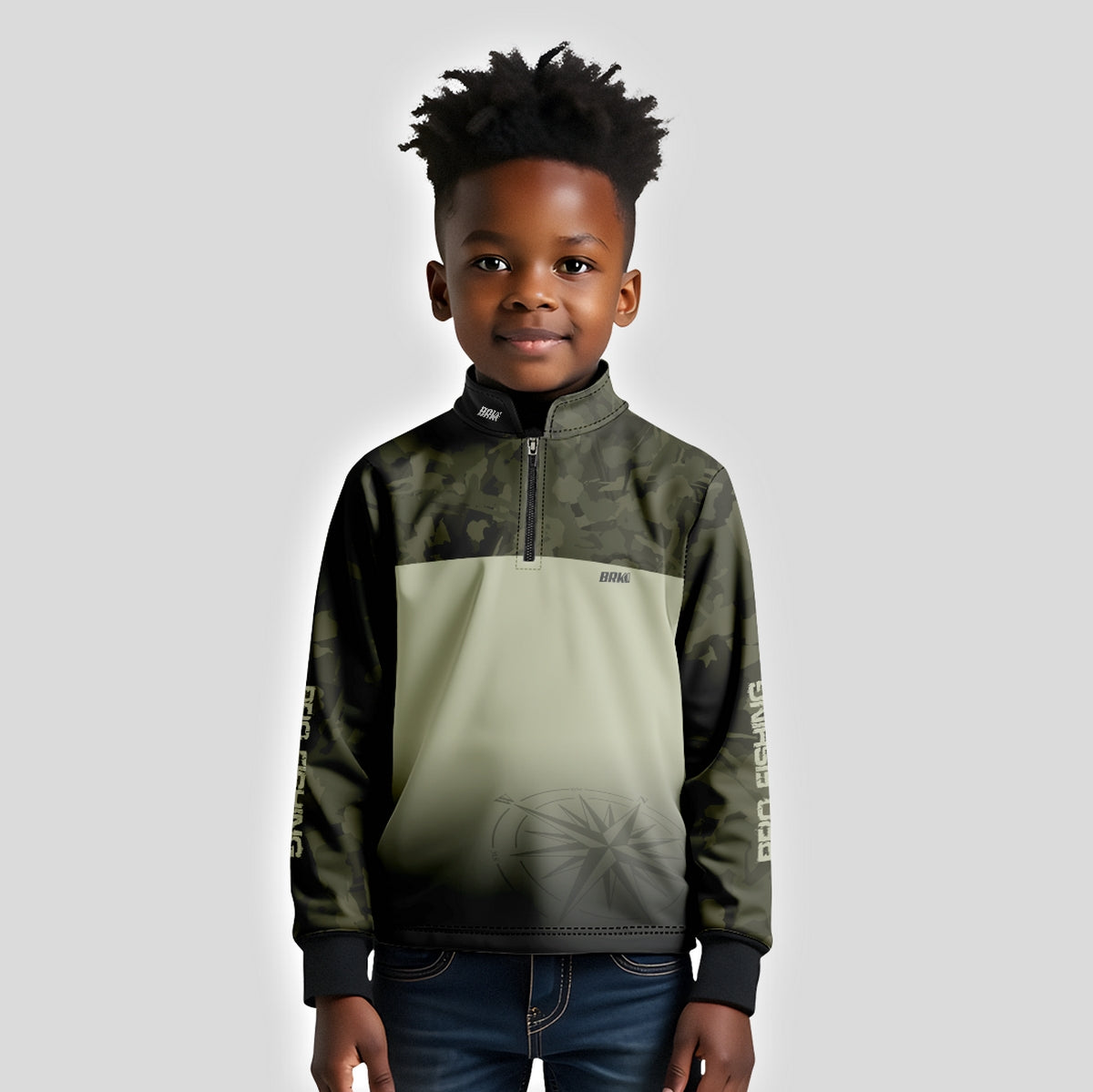 Camisa Infantil de Pesca Brk compass Camuflado com Proteção Solar UV50+ - Brk Agro