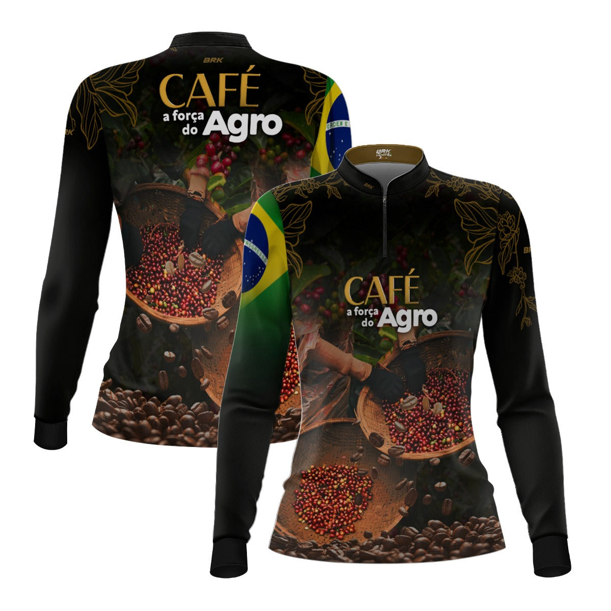 Camisa Agro Feminina Brk A Força do Agro Café com Proteção UV50+ - Brk Agro