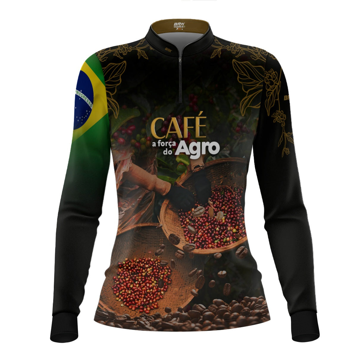 Camisa Agro Feminina Brk A Força do Agro Café com Proteção UV50+ - Brk Agro