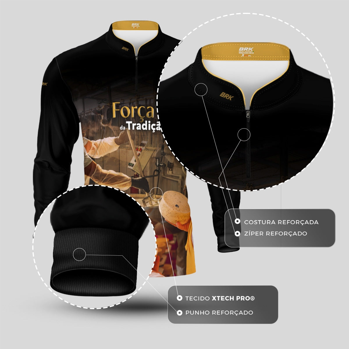 Camisa Agro Brk A Força da Tradição Produção de Queijo com Proteção UV50+ - Brk Agro