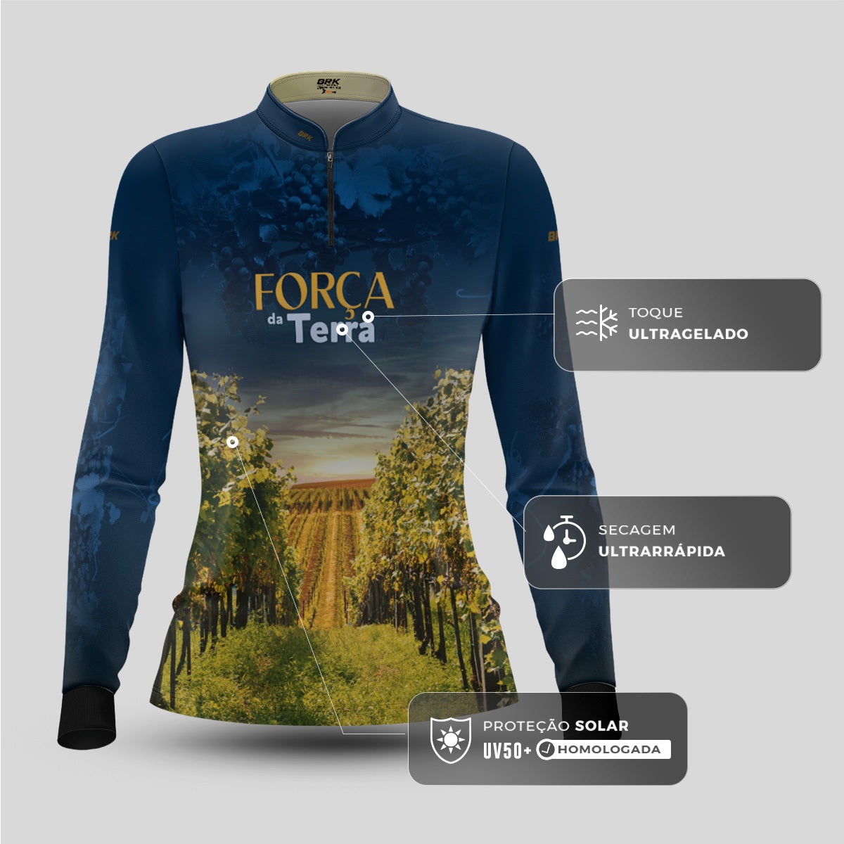 Camisa Agro Feminina Brk A Força da Terra Produção de Uva com Proteção UV50+ - Brk Agro