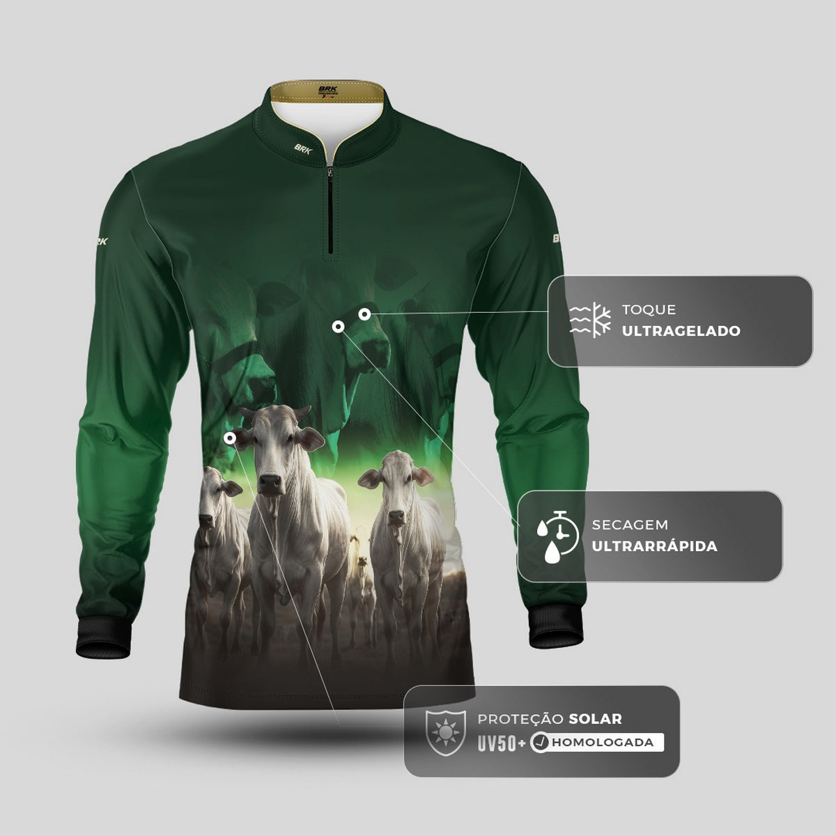 Camisa Agro Brk Nelore com Proteção UV50+ - Brk Agro