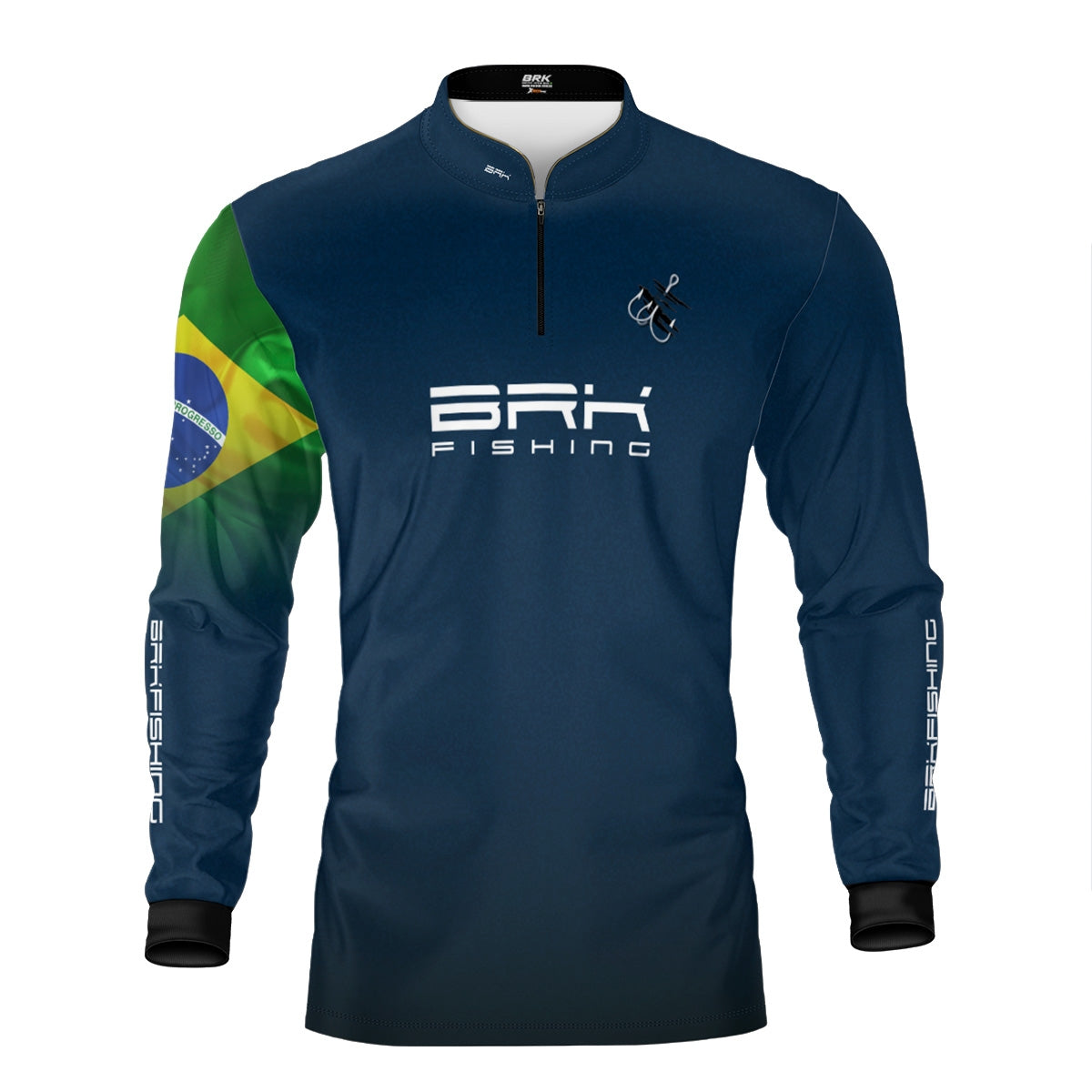 Camisa de Pesca Brk Azul Bandeira do Brasil Garateia com Proteção UV50+ - Brk Agro