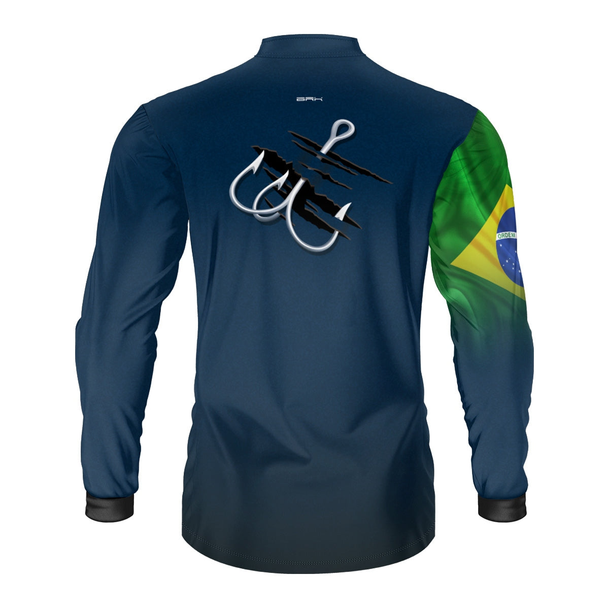 Camisa de Pesca Brk Azul Bandeira do Brasil Garateia com Proteção UV50+ - Brk Agro