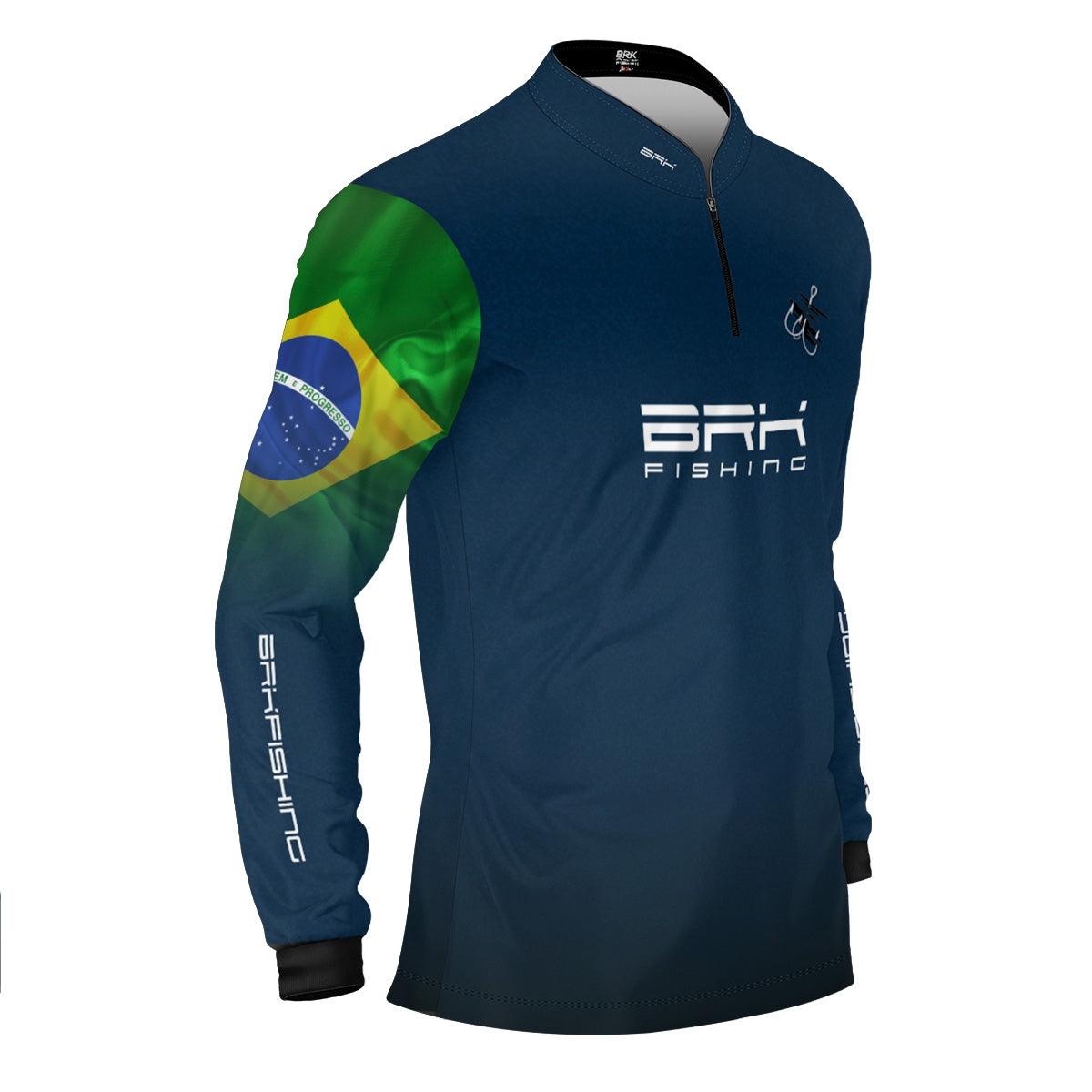 Camisa de Pesca Brk Azul Bandeira do Brasil Garateia com Proteção UV50+ - Brk Agro