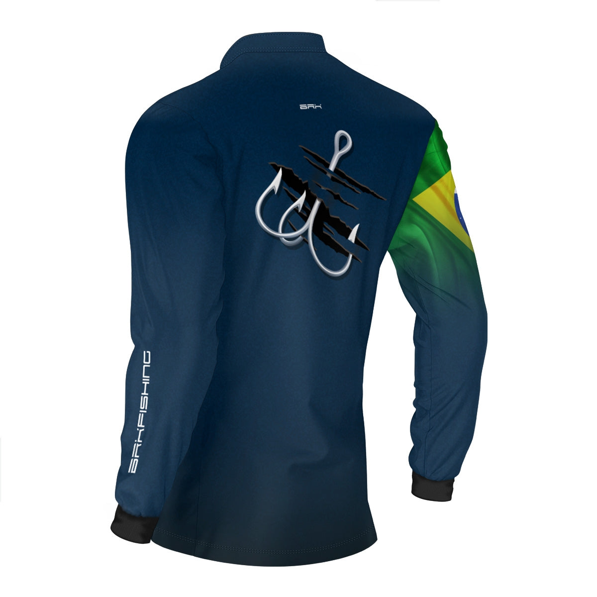 Camisa de Pesca Brk Azul Bandeira do Brasil Garateia com Proteção UV50+ - Brk Agro