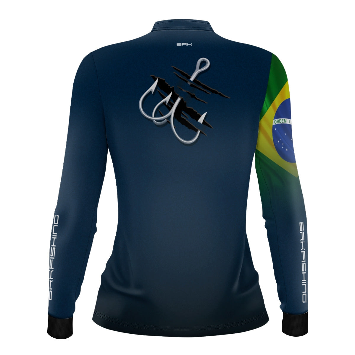 Camisa de Pesca Feminina Brk Azul Bandeira do Brasil Garateia com Proteção UV50+ - Brk Agro