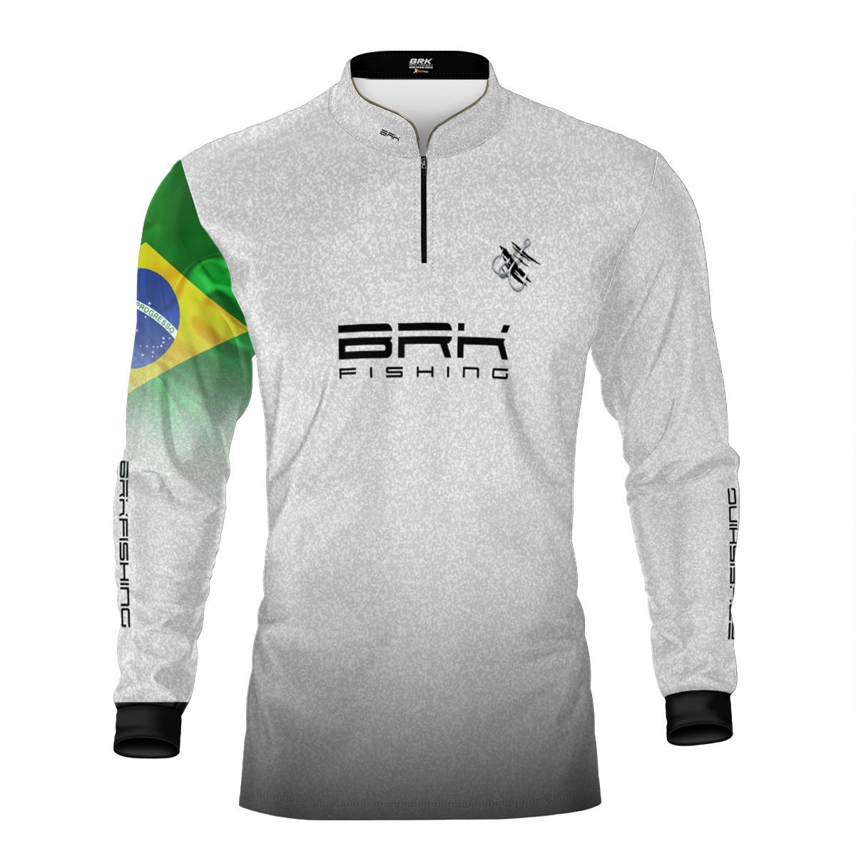 Camisa de Pesca Brk Branca Bandeira do Brasil Garateia com Proteção UV50+ - Brk Agro