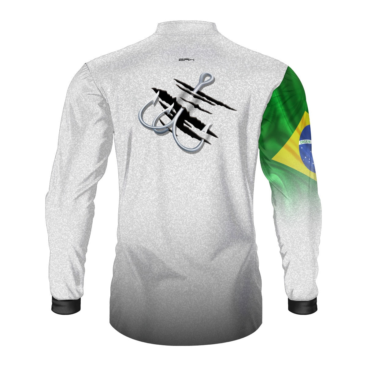 Camisa de Pesca Brk Branca Bandeira do Brasil Garateia com Proteção UV50+ - Brk Agro
