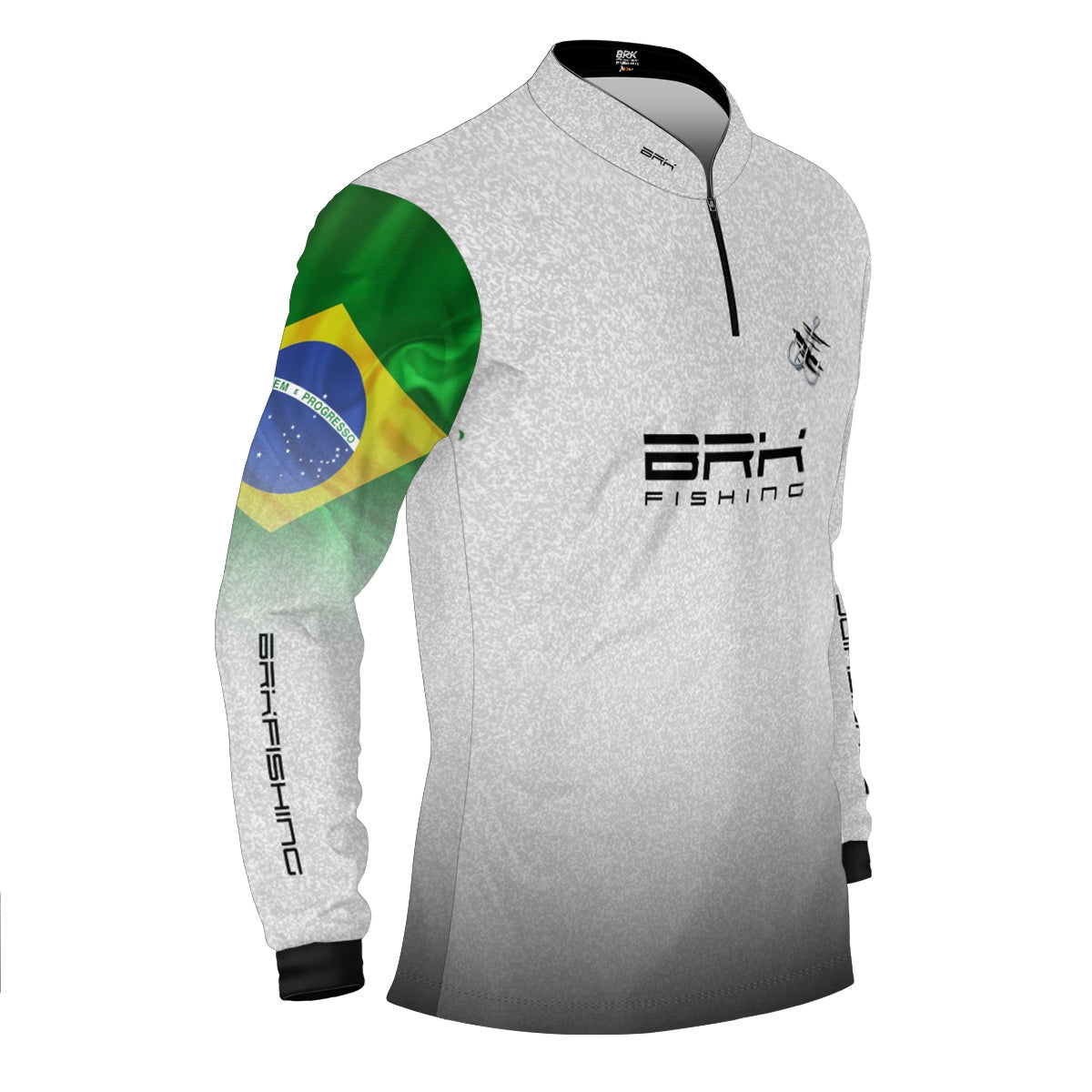Camisa de Pesca Brk Branca Bandeira do Brasil Garateia com Proteção UV50+ - Brk Agro