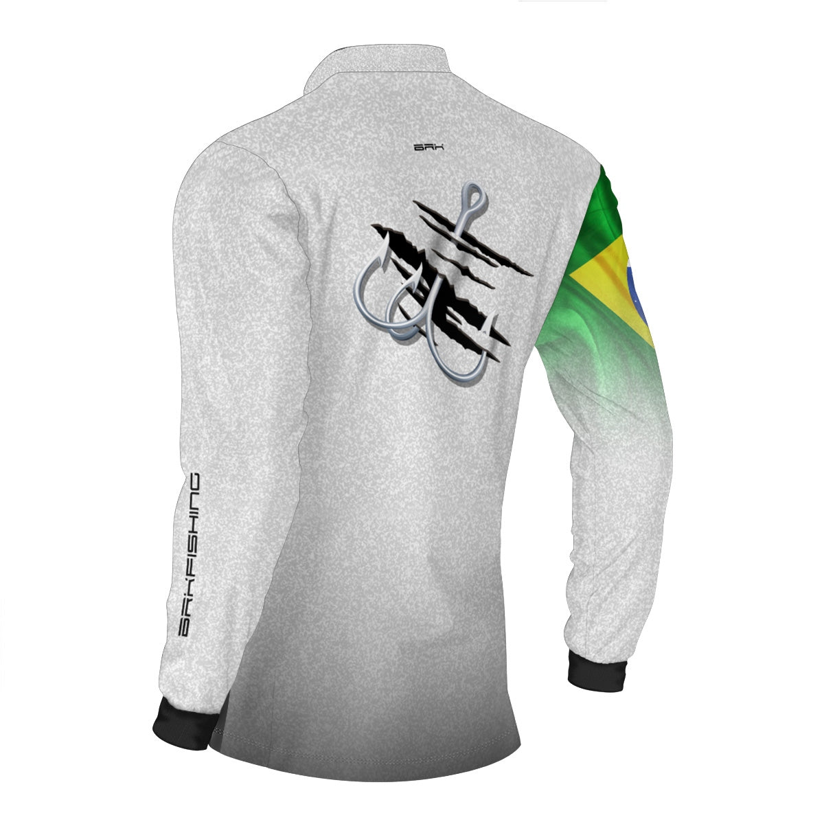Camisa de Pesca Brk Branca Bandeira do Brasil Garateia com Proteção UV50+ - Brk Agro