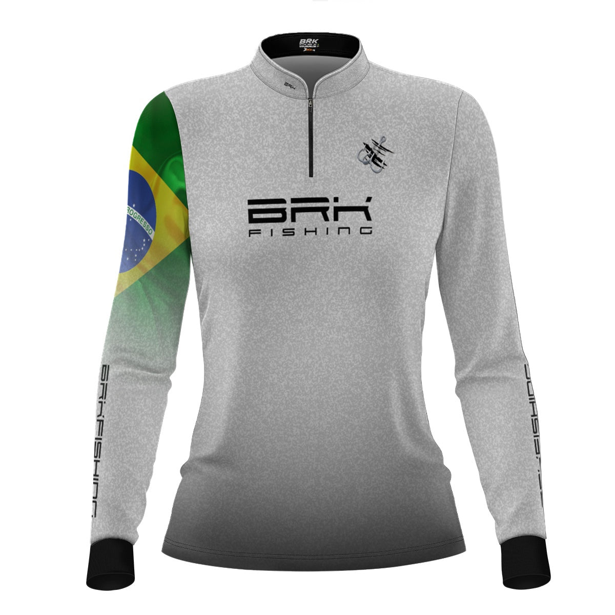 Camisa de Pesca Feminina Brk Branca Bandeira do Brasil Garateia com Proteção UV50+ - Brk Agro