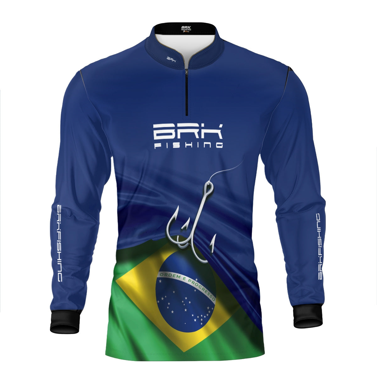 Camisa de Pesca Brk Azul Bandeira do Brasil Garateia com Proteção UV50+ - Brk Agro