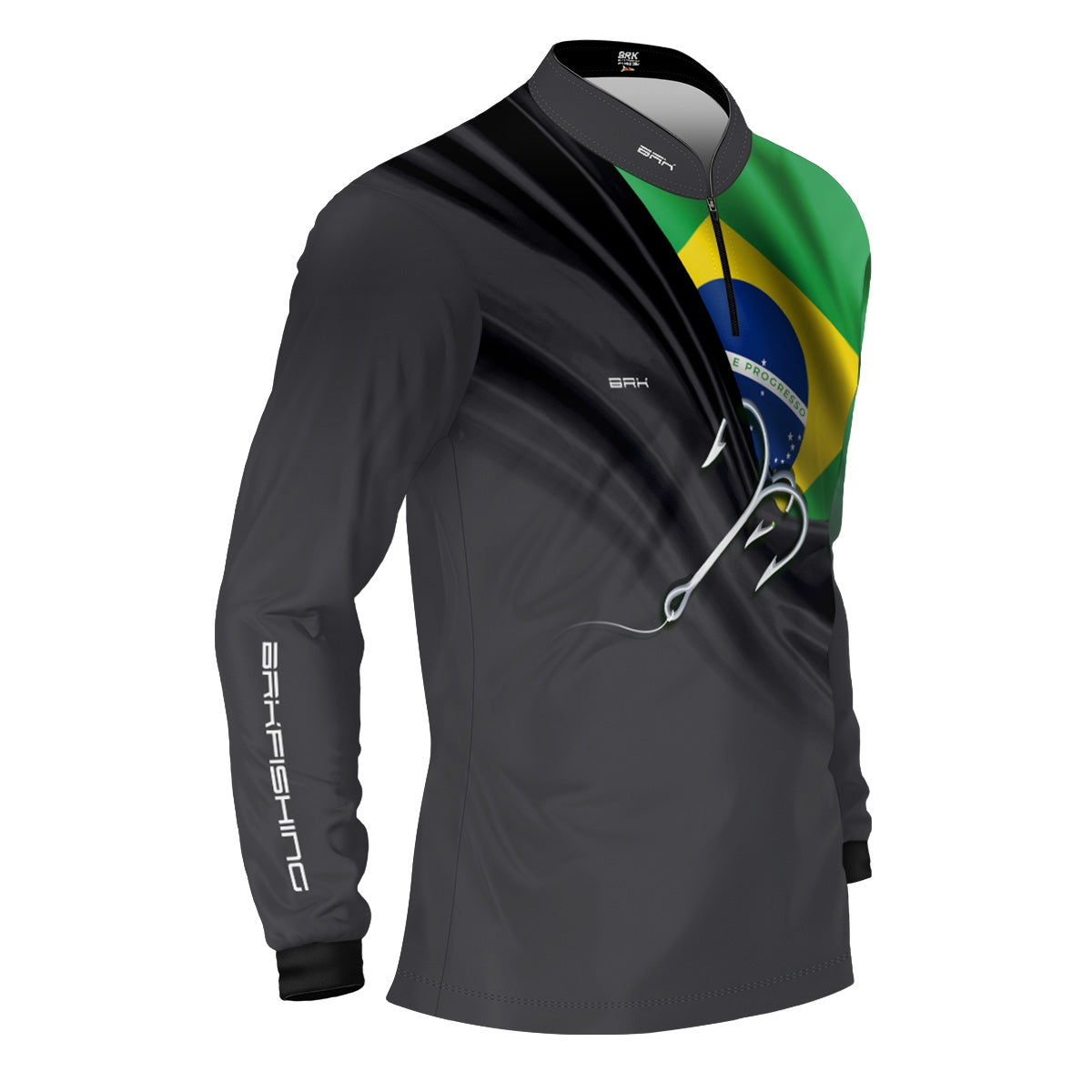 Camisa de Pesca Brk Cinza Bandeira do Brasil Garateia com Proteção UV50+ - Brk Agro