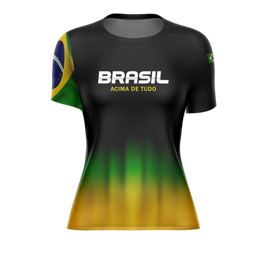 Camiseta Brasil Patriota Brasil Acima de Tudo Feminina com Proteção UV50+ Envio Imediato