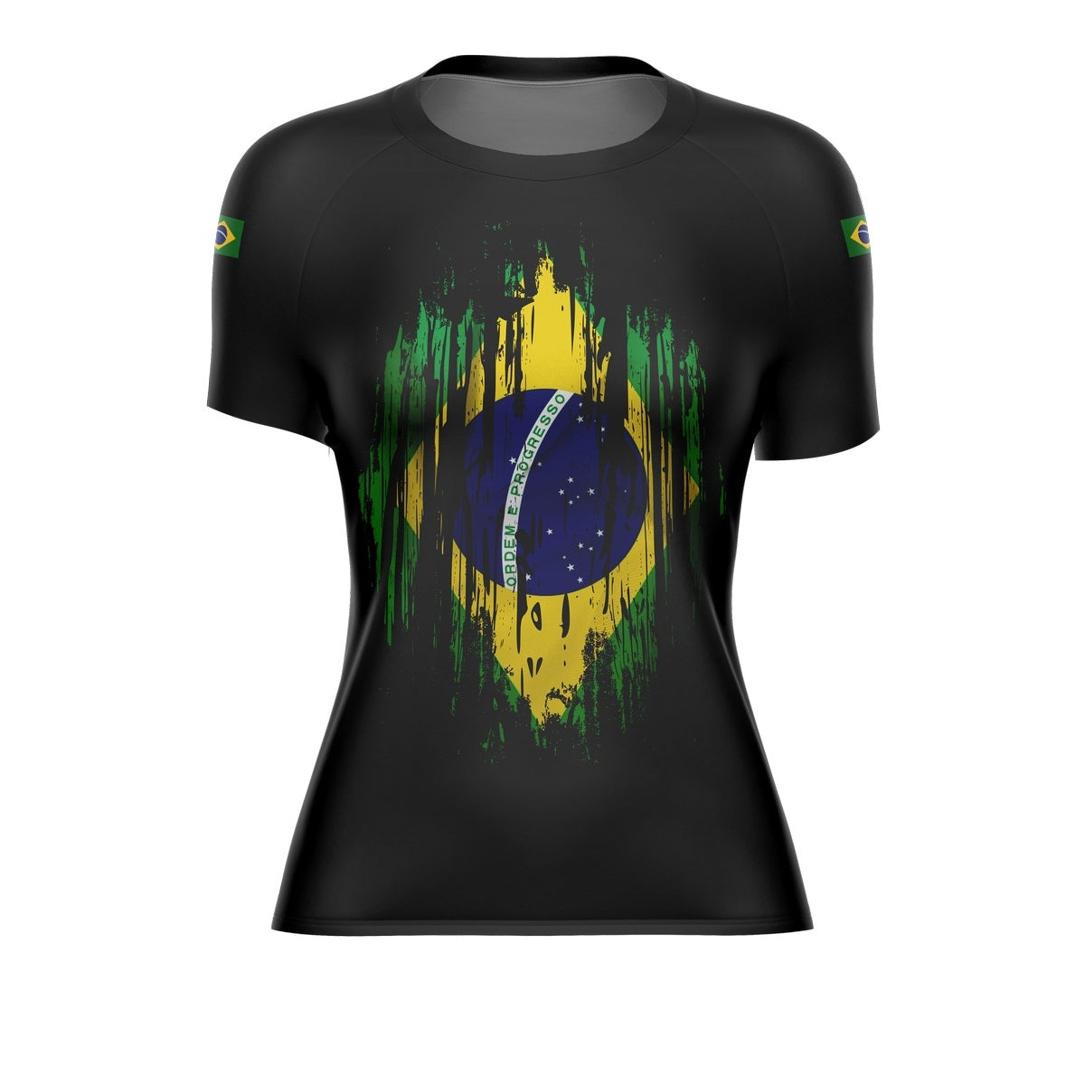 Camiseta Brasil Patriota Feminina Flag Preta Envio Imediato - Brk Agro