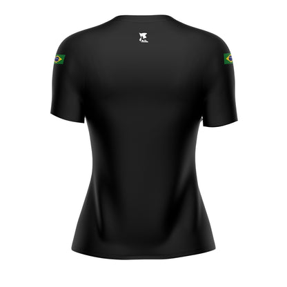 Camiseta Brasil Patriota Feminina Flag Preta Envio Imediato - Brk Agro