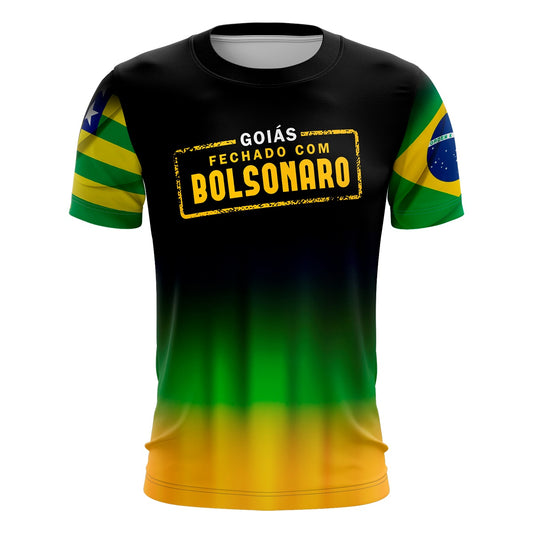 Camiseta Brasil Patriota GO Fechado com Proteção UV 50+ Envio Imediato