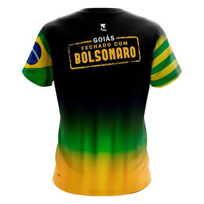 Camiseta Brasil Patriota GO Fechado com Proteção UV 50+ Envio Imediato - Brk Agro