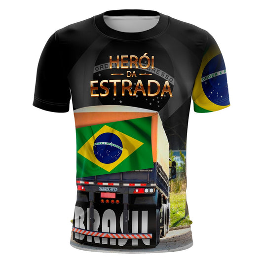 Camiseta Brasil Patriota Herói da Estrada com Proteção UV50+ Envio Imediato