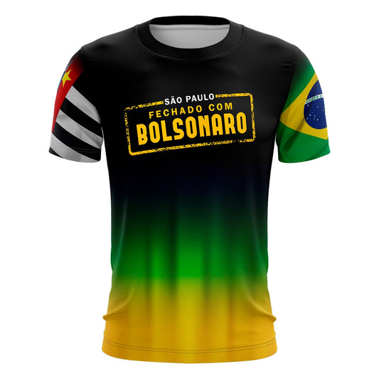 Camiseta Brasil Patriota SP Fechado com Proteção UV 50+ Envio Imediato