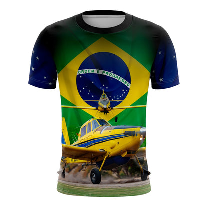 Camiseta Brasil Patriota Avião Agricola Proteção Solar UV50+ - Brk Agro