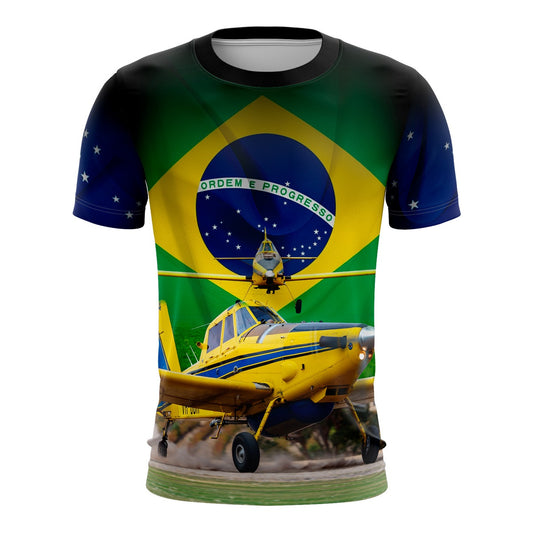 Camiseta Brasil Patriota Avião Agricola Proteção Solar UV50+ - Brk Agro