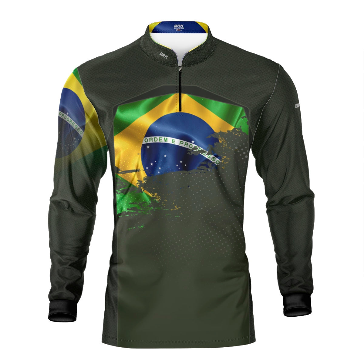 Camisa Agro Brk Brasil Verde Oliva com Proteção Solar UV50+ - Brk Agro