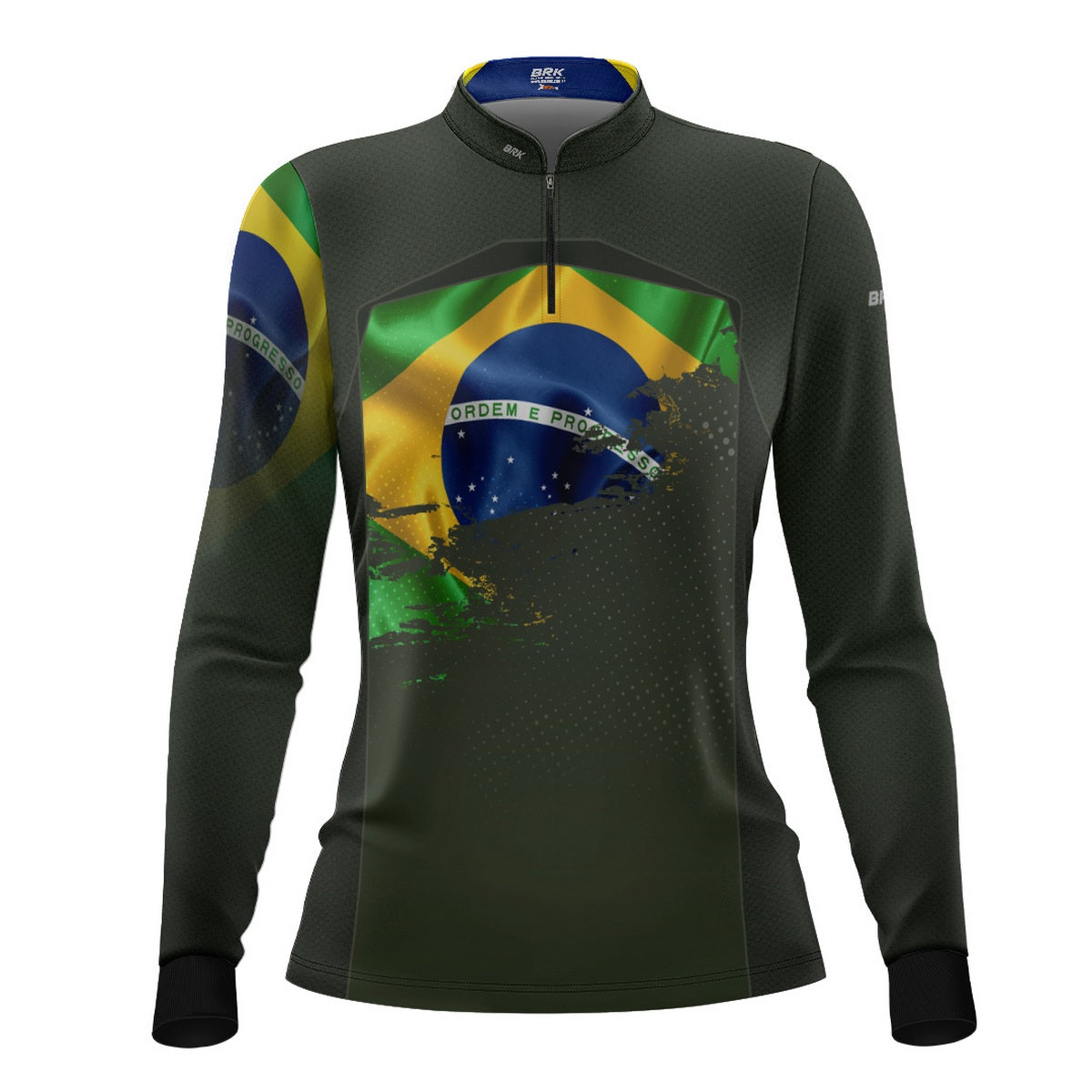 Camisa Agro Feminina Brk Brasil Verde Oliva com Proteção Solar UV50+ - Brk Agro
