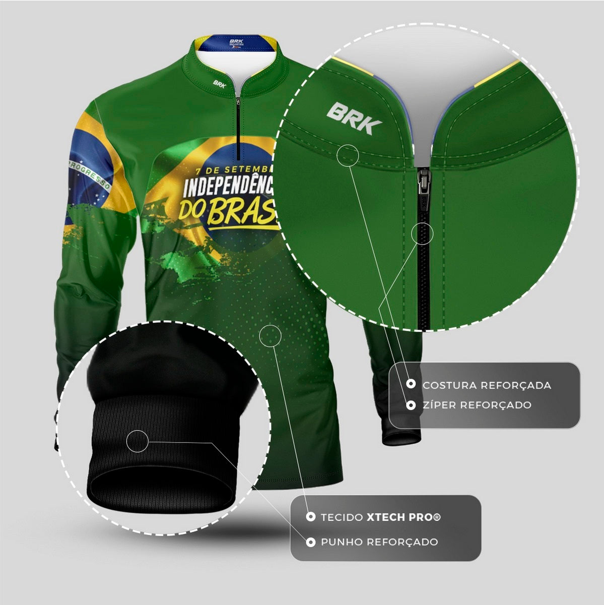 Camisa Agro Brk Independência Brasil com Proteção Solar UV50+ - Brk Agro