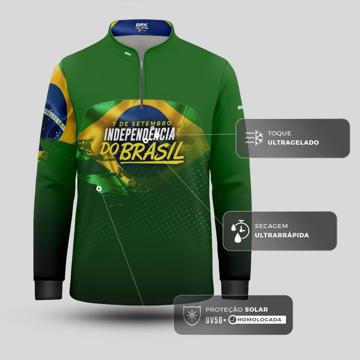 Camisa Agro Infantil Brk Independência Brasil com Proteção Solar UV50+ - Brk Agro