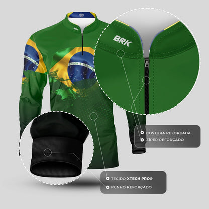 Camisa Agro Brk Brasil Verde com Proteção Solar UV50+ - Brk Agro
