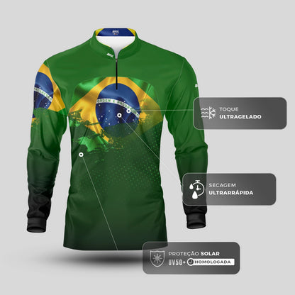 Camisa Agro Brk Brasil Verde com Proteção Solar UV50+ - Brk Agro
