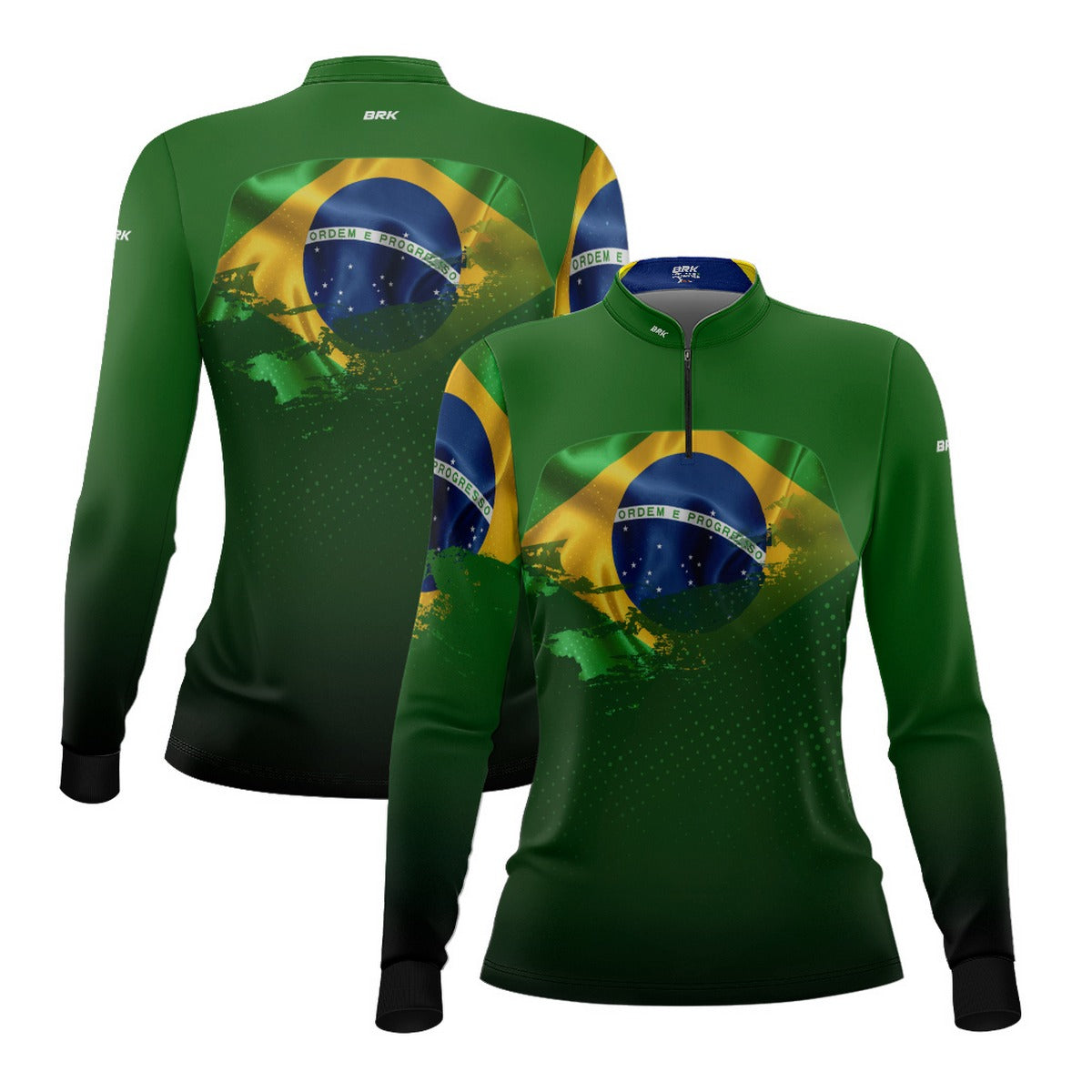 Camisa Agro Feminina Brk Brasil Verde com Proteção Solar UV50+ - Brk Agro