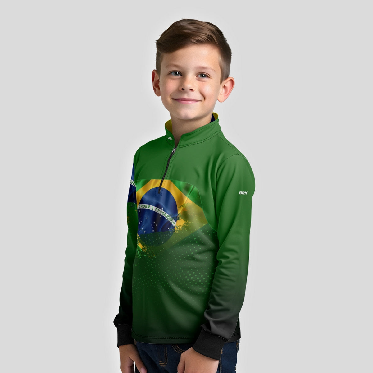 Camisa Agro Infantil Brk Brasil Verde com Proteção Solar UV50+ - Brk Agro
