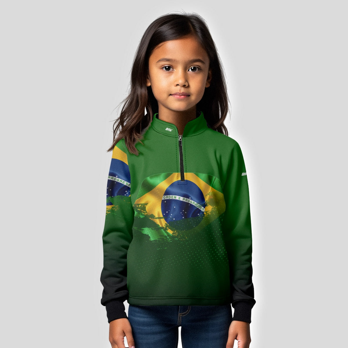 Camisa Agro Infantil Brk Brasil Verde com Proteção Solar UV50+ - Brk Agro