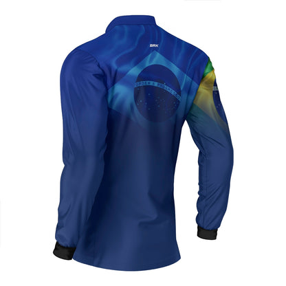Camisa Agro Brk Brasil Azul com Proteção Solar UV50+ - Brk Agro