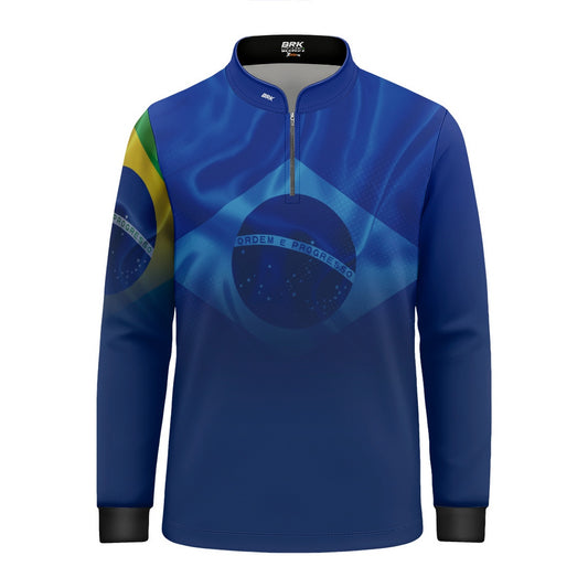 Camisa Agro Infantil Brk Brasil Azul com Proteção Solar UV50+ - Brk Agro