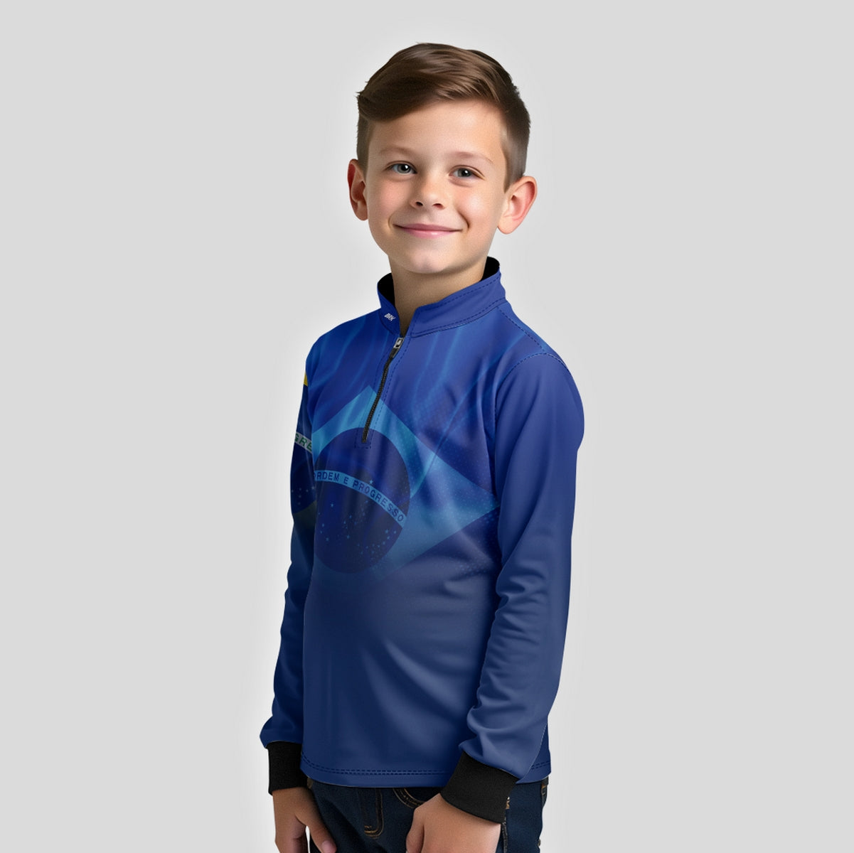 Camisa Agro Infantil Brk Brasil Azul com Proteção Solar UV50+ - Brk Agro