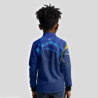 Camisa Agro Infantil Brk Brasil Azul com Proteção Solar UV50+ - Brk Agro