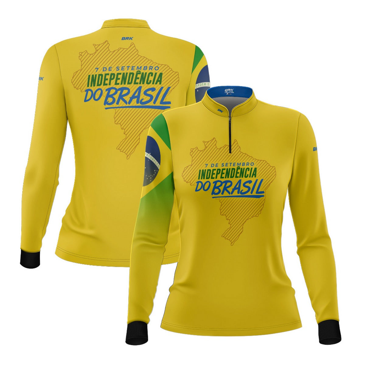 Camisa Agro Feminina Brk Independência Brasil Amarelo com Proteção Solar UV50+ - Brk Agro