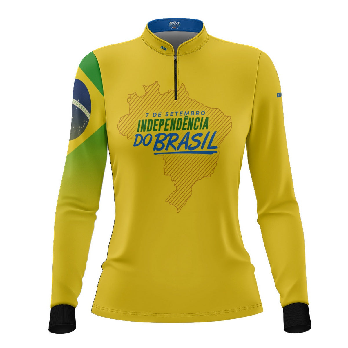 Camisa Agro Feminina Brk Independência Brasil Amarelo com Proteção Solar UV50+ - Brk Agro