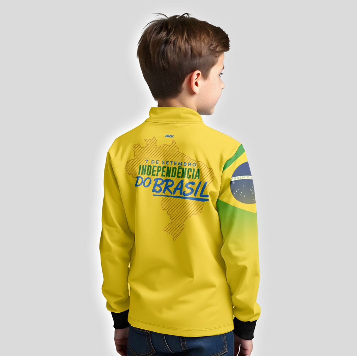 Camisa Agro Infantil Brk Independência Brasil Amarelo com Proteção Solar UV50+ - Brk Agro