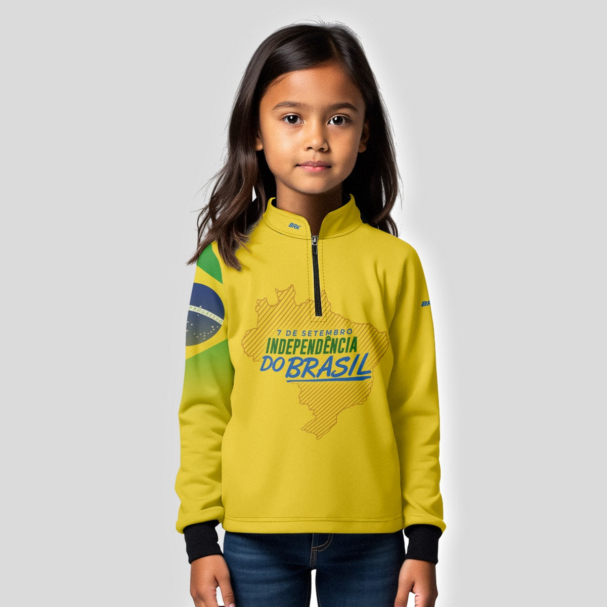 Camisa Agro Infantil Brk Independência Brasil Amarelo com Proteção Solar UV50+ - Brk Agro