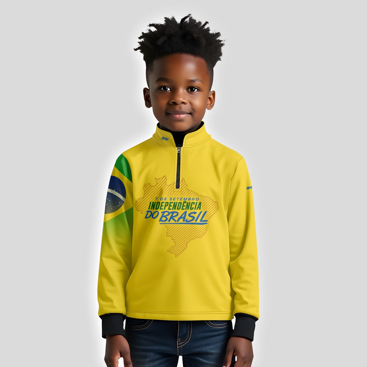 Camisa Agro Infantil Brk Independência Brasil Amarelo com Proteção Solar UV50+ - Brk Agro