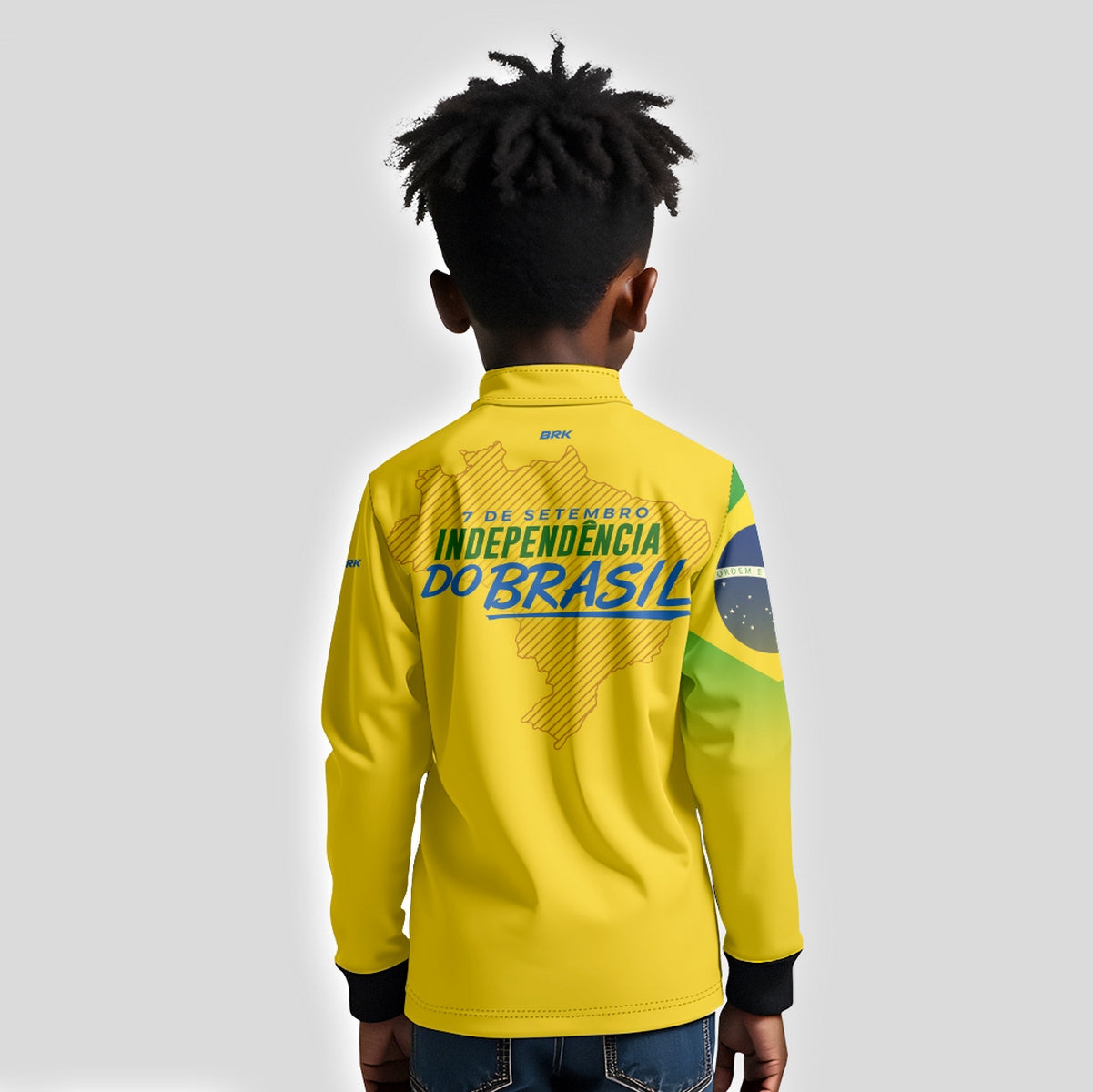 Camisa Agro Infantil Brk Independência Brasil Amarelo com Proteção Solar UV50+ - Brk Agro