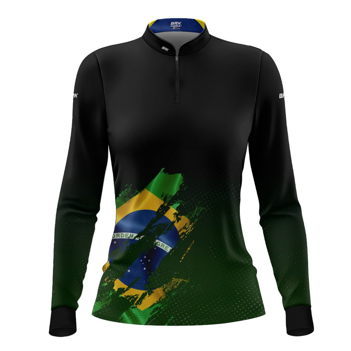 Camisa Agro Feminina Brk Bandeira Brasil Lateral com Proteção Solar UV50+ - Brk Agro