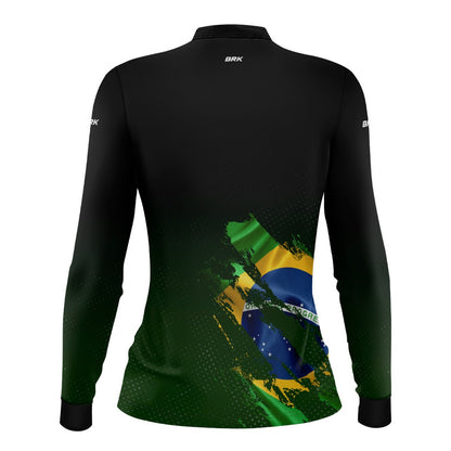 Camisa Agro Feminina Brk Bandeira Brasil Lateral com Proteção Solar UV50+ - Brk Agro
