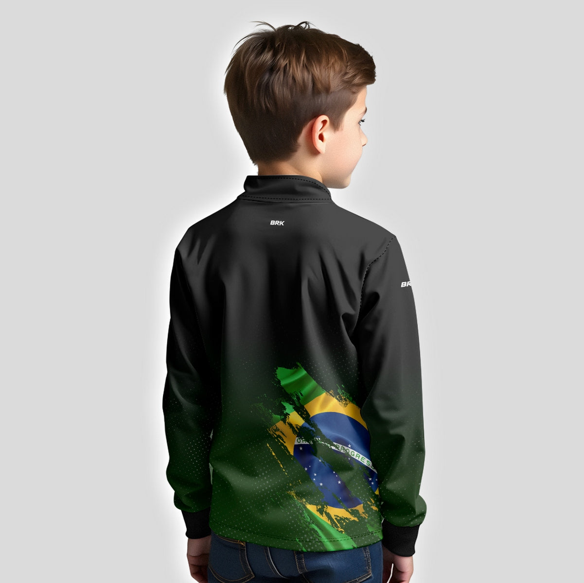 Camisa Agro Infantil Brk Bandeira Brasil Lateral com Proteção Solar UV50+ - Brk Agro